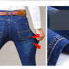 Business Men's Jeans Casual Straight Stretch Fashion Classic Blue Black Work Denim Trousers Male Brand Clothing