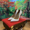 Multi color customized 12cm super high heels, nude white patent leather, sexy red sole, pointed thin single order shoes