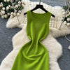 Sexy Backless Knit tassel High Waist Pleated Dress Casual A-line Dress Beach Vestidos Women Evening Party