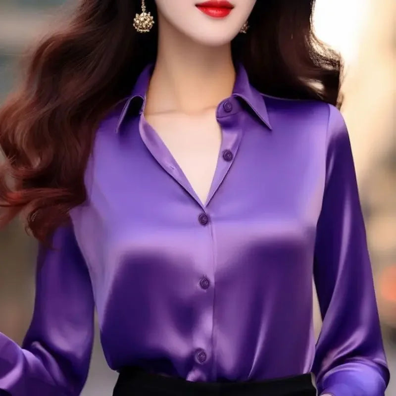 Frühling Herbst Damen Uni Rollkragenblusen Knopfleiste Elegant Locker Langarm Oberteile Büro Damen Französisches Schwarzes Hemd Tops