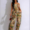 CM.YAYA Fashion Print Women's Set Strapless Top and Wide Leg tassel Pants Summer Cargo Street Two 2 Piece Set Outfit Tracksuit