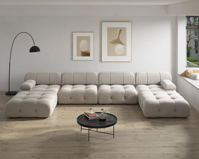 Modernes Sektionssofa Wohnzimmer U-förmig Minimalistischer Samtstoff Große Sofas Luxus 6-Sitzer Couch mit Chaise Ottomane