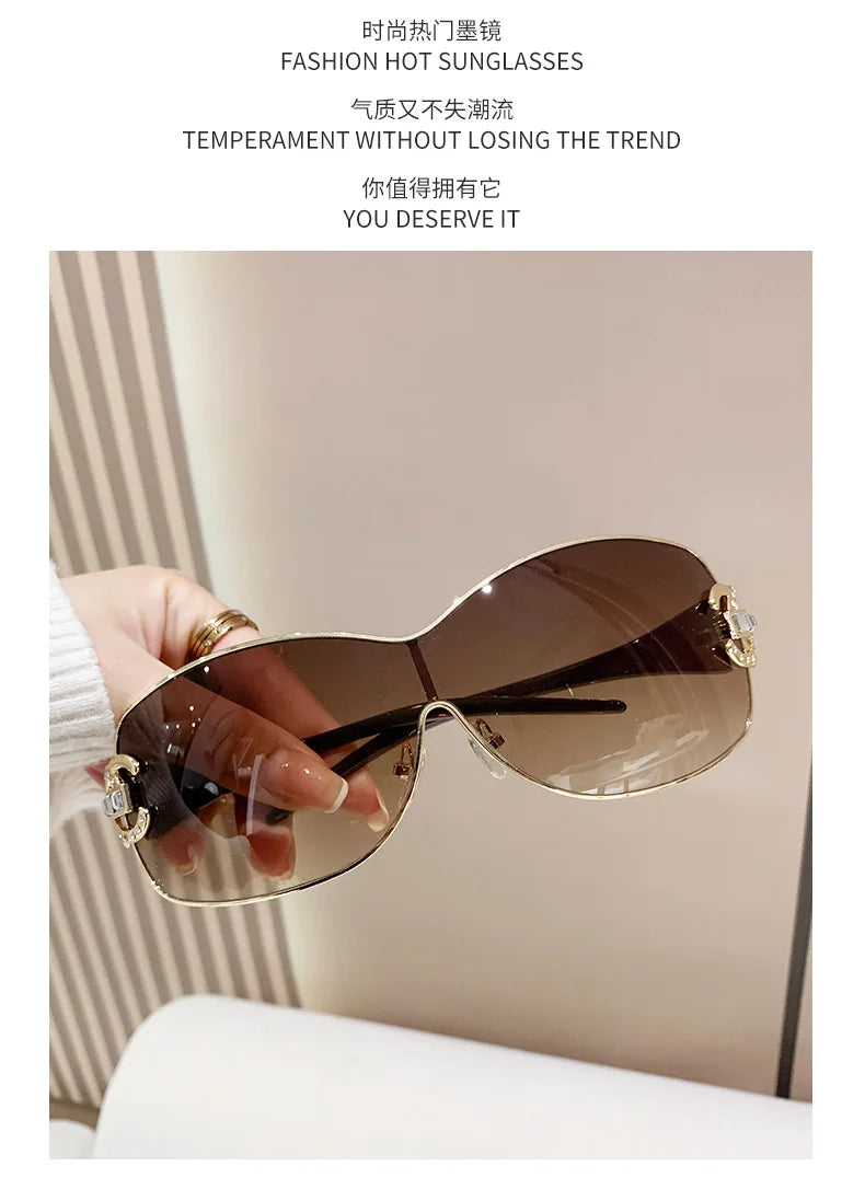 Neue Mode Y2K Sonnenbrille Damen Integrierte Surround Sonnenbrille Retro Designer Damen Brillen UV400 Oculos De Sol