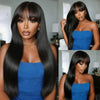 Glueless Wig With Bangs Human Hair 3x1 HD Lace Straight Human Hair Wigs For Woman Brazilian Cheap Wigs Full Machine Made On Sale