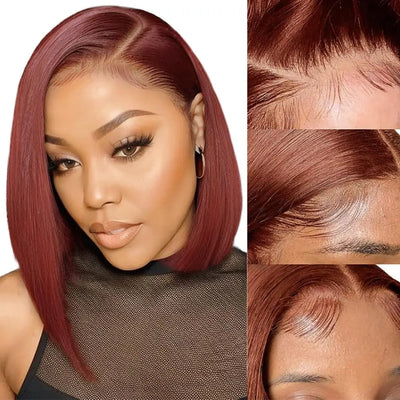 Rotbraune Bob Perücke Echthaar 13x4 Lace Front Perücken Echthaar vorgezupft mit Babyhaar Brasilianisches Echthaar