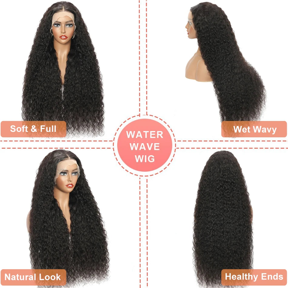 360 Lace Front Perücke Echthaar Wasserwelle Invisi Strap Bequemer Sitz 360 Transparente Lace Frontal Perücken Vorgestanzte Lace Perücke Gebleichte Knoten