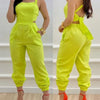 Eleganter Damen Overall 2024 Sommer Mode Träger Hohl Sexy Off-Taille Bedruckter Jumpsuit