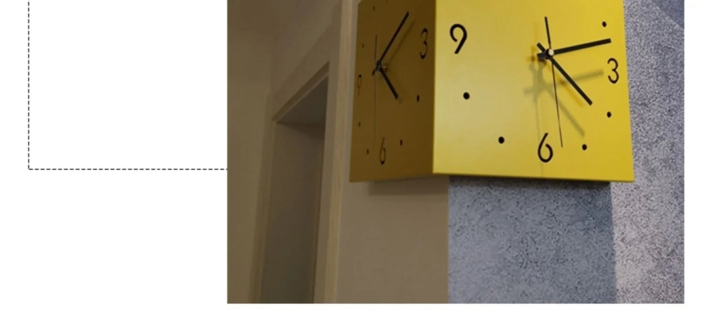 Kreative Lichtsensor Eckwanduhr Quadratisch Einfache Doppelseitige Wanduhr mit arabischer Ziffernskala Analoge Geräuschlose Wanduhr