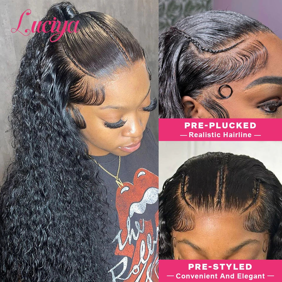 Kleberlose vorgeflochtene Perücken Tiefe Welle HD 13x6 Lace Front Perücke, alles vorbereitet, gelockt, 13x4 HD Lace Front Echthaarperücken, sofort tragbar