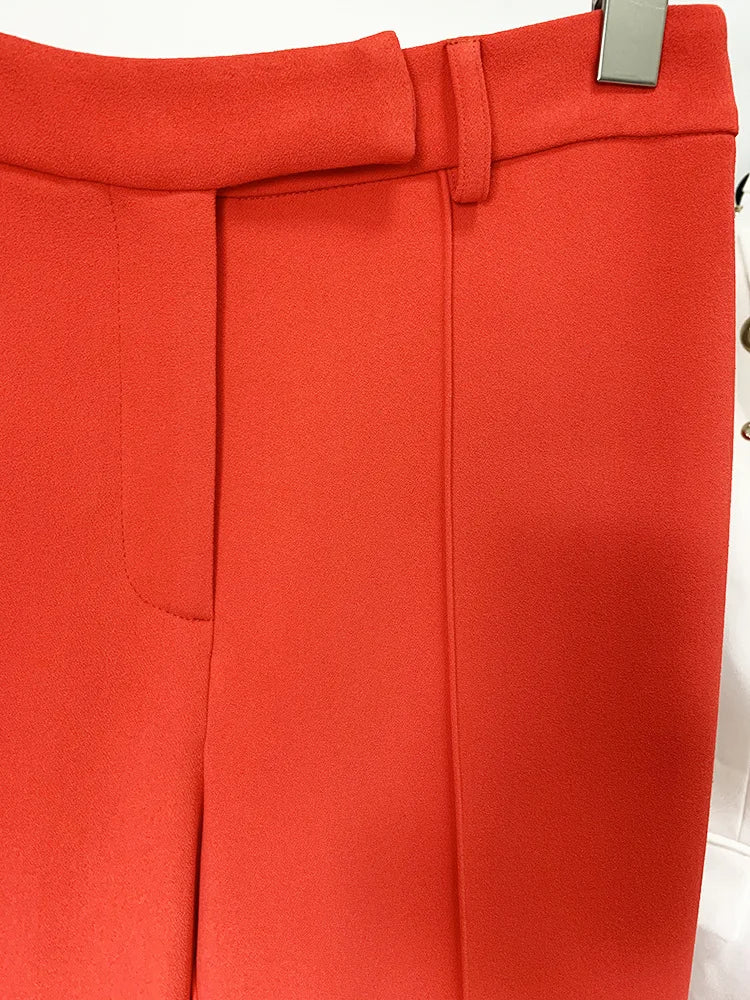 Pantsuit Suits Blazer Women Red Orange New Design Flare Pants Set Two Piece Sets Festival Office Business Female Suit Outfits