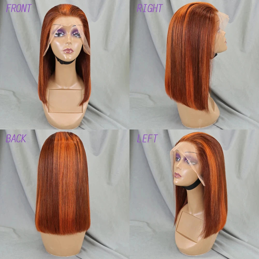 4/30/4 Farbe Echthaar Bob Perücke Glatt 13x4 Lace Front Echthaar Perücken Brasilianische Perücke Kurze Echthaar Bob Perücken Ombre Perücke