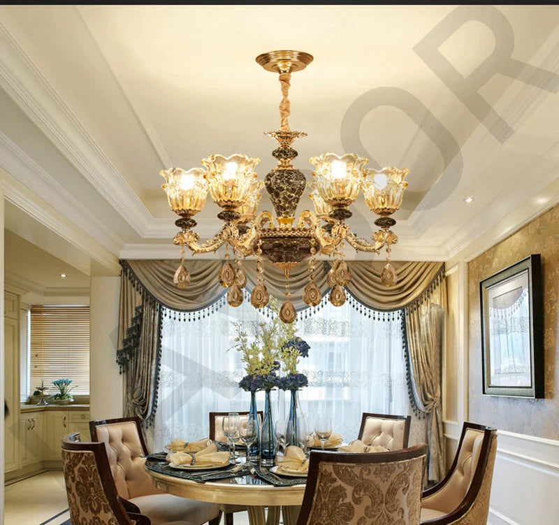 Kronleuchter Wohnzimmer Groß Luxus Kristall Lampe Esszimmer Schlafzimmer Dekoration Französischer Retro Kronleuchter Beleuchtung