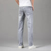 Sommer elastische Herrenjeans Mode Grau Bequeme Business Straight Stretch Baumwolle Casual Denim Hose Marke Männliche Dünne Hosen