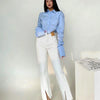 Zadily 2025 Summer Korean Style Long Sleeve White Shirt Women Sexy Button Ladies Crop Tops Blouse Street New In Female Clothing