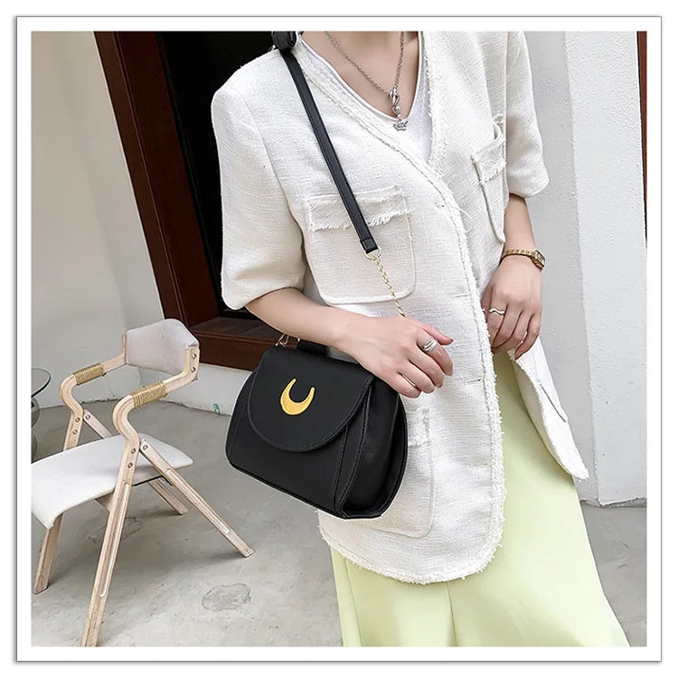 Summer Sailor Moon Ladies Handbag Black Luna Cat Shape Chain Shoulder Bag PU Leather Women Messenger Crossbody Small Bag Purses