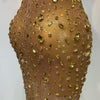 Luxury Rhinestones Sexy Mesh See Through Bodycon Dress Women Birthday Evening Cocktail party Gown Red Carpet Club Stage Outfit