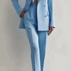 Pant Suits Women Blazer Double Breasted Blazers Ankle Length Pencil Pants Two Pieces Solid Office Lady Summer Slim Fit 2025