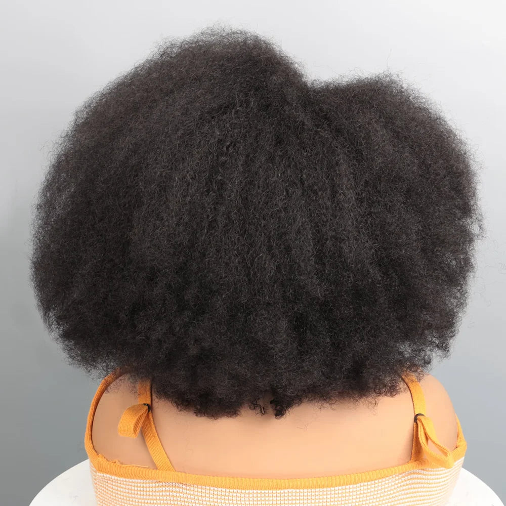Afro Kinky Curly Transparent Lace Front Perücke Brasilianisches Remy Echthaar Lace Natürlicher Haaransatz 13X4X2 Afro Short Bob Echthaar Perücke