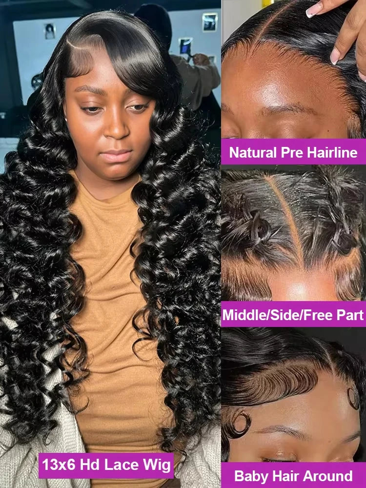 Loose Deep Wave 13x6 HD Lace Frontal Human Hair Wigs Brazilian Curly Wigs 13x4 Human Hair Lace Front Wig Preplucked Remy Hair