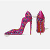 2025 Spring New High Heels Women's Embroidered Beaded Black Sexy Queen's Heel 10-12cm Pointed