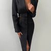 TWOTWINSTYLE Solid Hollow Out Patchwork Belt Blazers For Women Notched Collar Long Sleeve Spliced Single Breasted Blazer Female