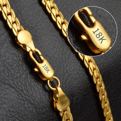 18K Gold/Silber Farbe 6mm Voll quer liegende Halskette 8/18/20/24 Zoll Kette für Damen Herren Mode Hochzeit Verlobung Schmuck