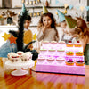 Acrylic Display Rack with LED Lights - 3 Tier Nail Polish Perfume Rack and Display Ladder Rack,,Figures Stand,Clear Cupcake Rise