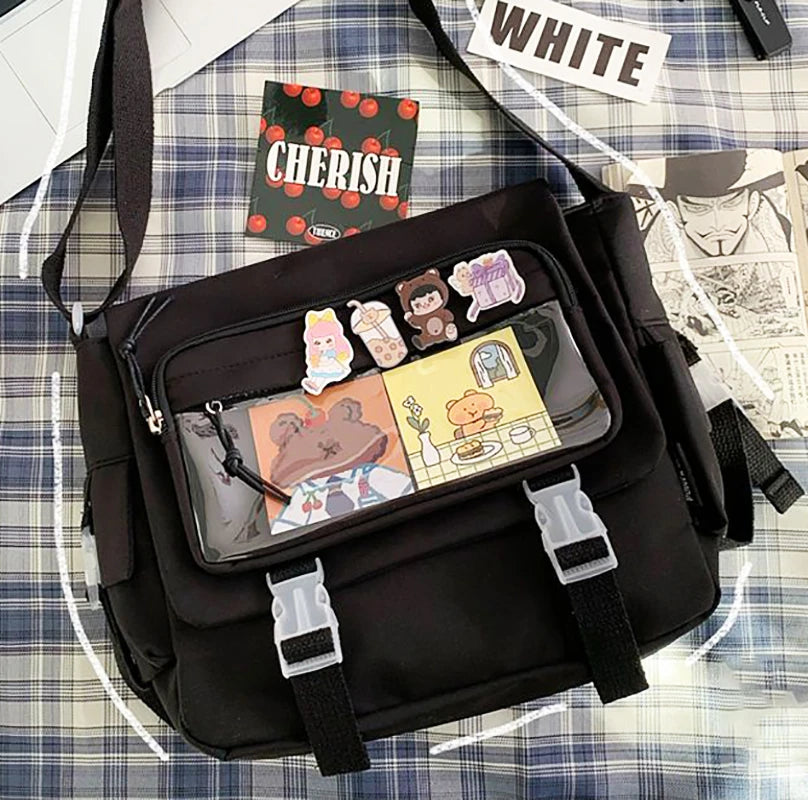 Y2K Waterproof Canvas School Bags Messenger Bag Women Handbags Student Shoulder Bag Fashion Large Capacity Crossbody Bag Itabag