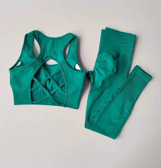 2er-Set Sport-BH für Damen, professionelles Fitness-Tanktop, stoßfester Lauf-Leggings-Yoga-Anzug, schöner Rücken-BH-Bekleidung