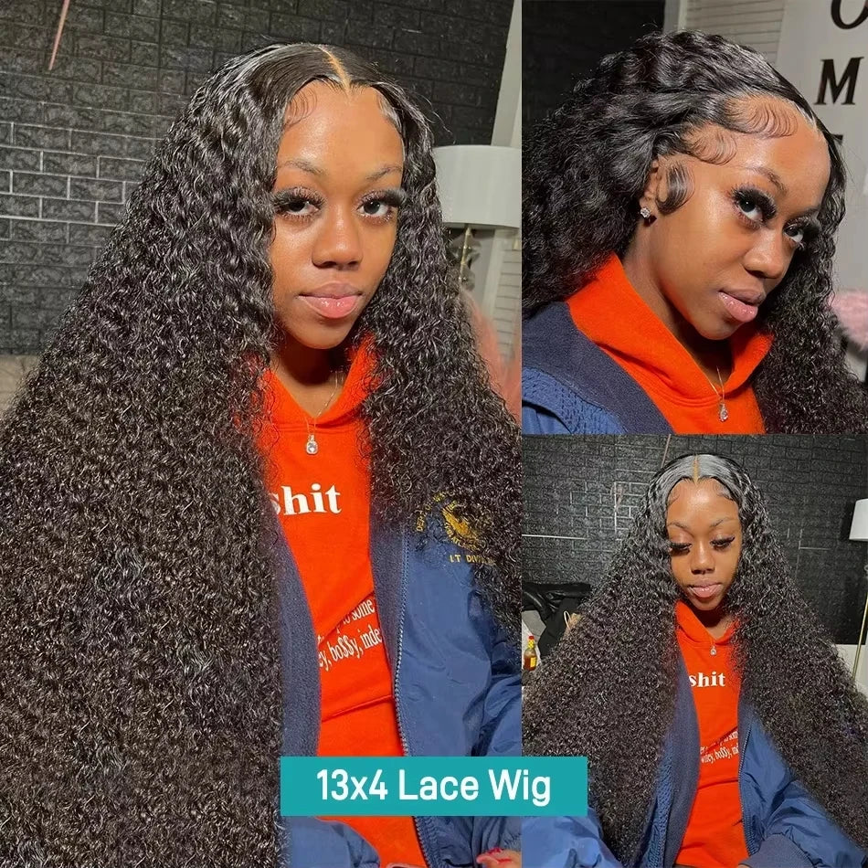 13X4 13X6 Water Wave Hd Transparent Lace Front Wigs Deep Wave Lace Frontal Pre Plucked Curly Human Hair Wigs 250 Density