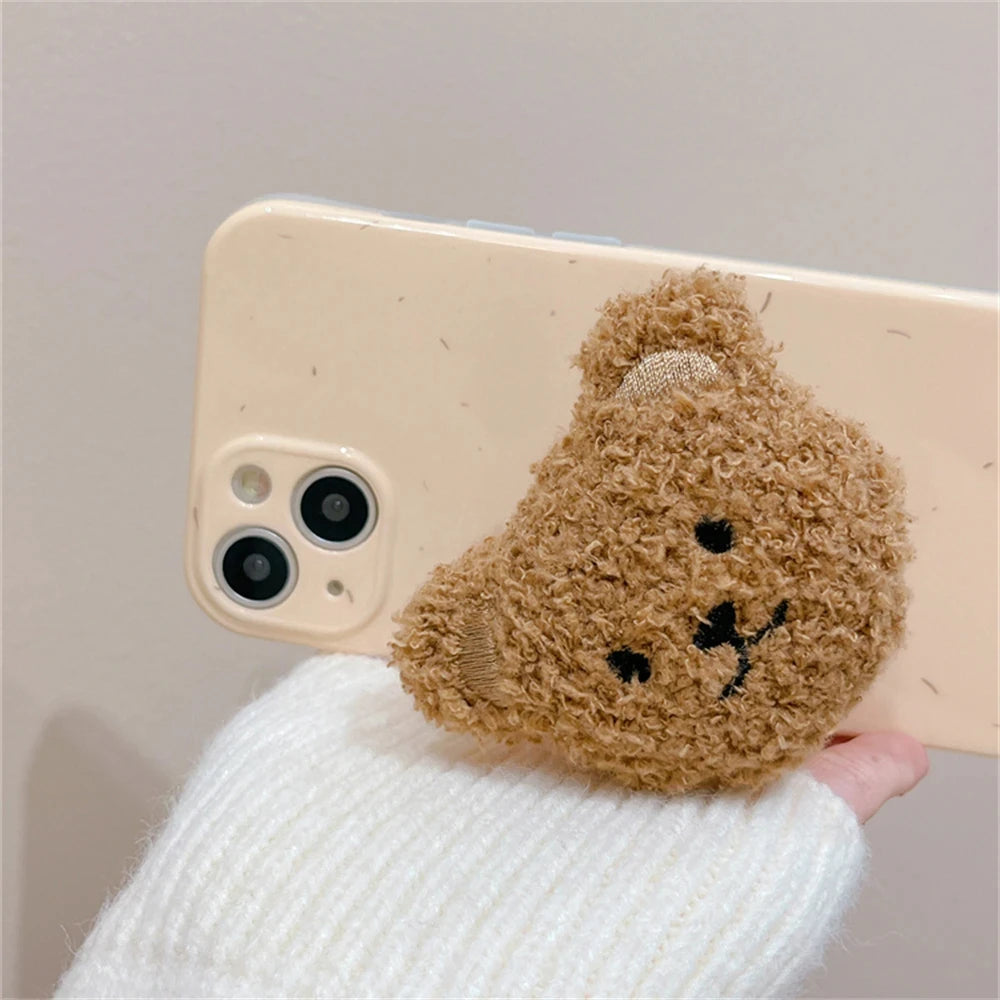 Korea 3D Süßer Warmer Plüschbär für Magsafe Magnetisches Handy-Griptok Grip Tok Ständer für iPhone Kabelloses Laden Halterung Ring