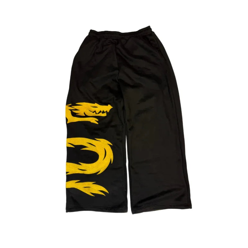 Y2K 2 piece set Anime Character Zipped Hoodie High Street Cosplay Print 5 Colors Daily Wear Trendy wide leg pants streetwear Set