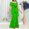 Elegante Kleider für Damen, One Shoulder, ärmellos, Rüschen, Meerjungfrauen-Schnitt, bodenlang, luxuriös, für Geburtstagsfeiern, Dinner, Vestidos Mujer Kleid