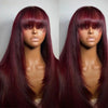 Light Brown Short Bob Layered Lace Front Wig With Bangs Straight Lace Frontal Wig 13x4 Glueless Synthetic Heat Resistant Cosplay