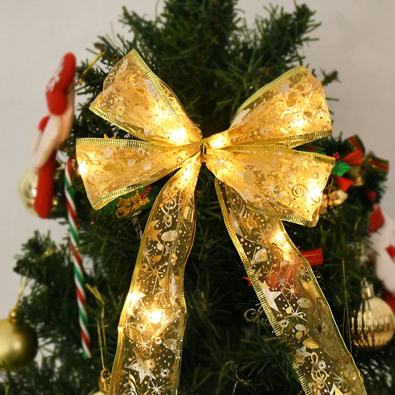 Weihnachtsdekoration LED-Band Lichter Weihnachtsbaumschmuck DIY-Spitzenschleifen Lichterkette Navidad Heimdekoration Neujahr 2023