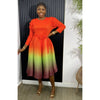 Miyake Plissiertes Maxikleid mit Farbverlauf, Rundhals, langen Ärmeln, locker sitzend, stark dehnbar, Laternenkleider für Damen, Sommer 2024, Neu