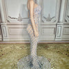 Charming Bright Crystal Dress Sexy Luxury Beaded Rhinestone Tulle Evening Dress Prom Party Dress Noble Wedding Wedding Dress