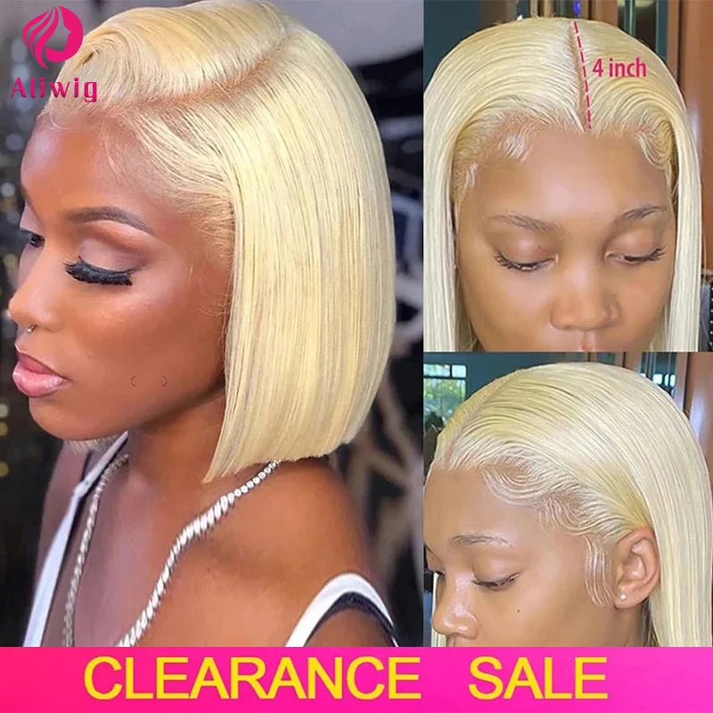 613 Bob Honigblonde Lace Front Echthaarperücken Für Frauen Echthaar Remy Brasilianisch Günstig 13x4 Glatte Kurze Bob Perücke 10 14 Zoll