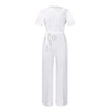 Elegante Jumpsuits & Rompers für Damen Rundhals Spitze Patchwork Kurzarm Gürtel Hohe Taille Luxus Geburtstagsparty Abend Outfit