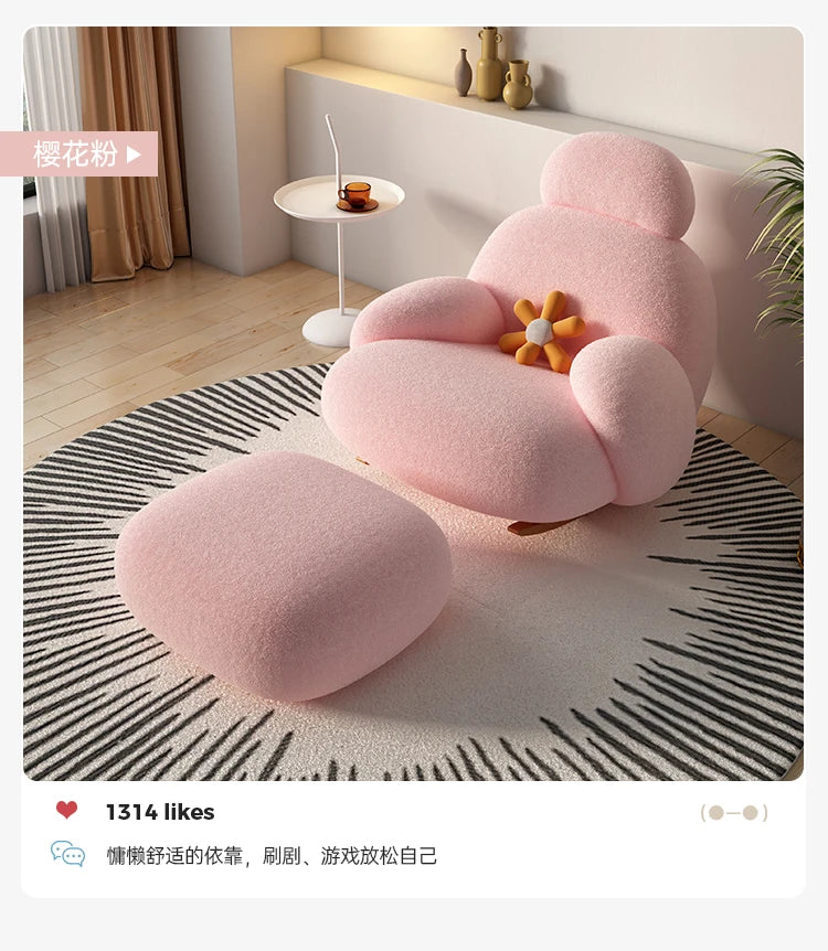 Fluffy White Wohnzimmerstuhl Modern Niedlich Boden Ergonomischer Wohnzimmerstuhl Lounge Relaxsessel Möbel Salon Home Möbel