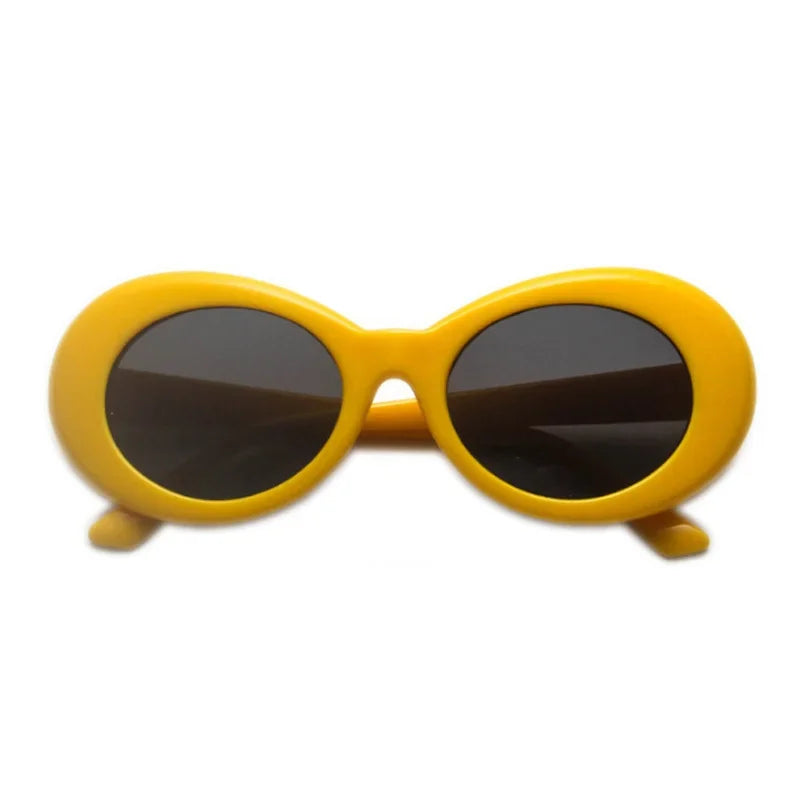 Kurt Cobain Retro Oval Sunglasses Man Vintage Fashion Brand Sun Glasses Classic White Black Lentes De Sol Mujer