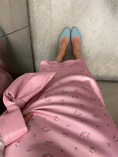 Tossy Sommer Bedruckter Fashion Maxirock für Damen Hohe Taille Kontrast Patchwork Schmal Elegant Party Looks Damen Y2k Maxirock