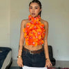 New Rosered Women Sexy Florals Backless Bodycon Tops Celebrate Nightclub Party Bar Dancer DJ Performance Costume