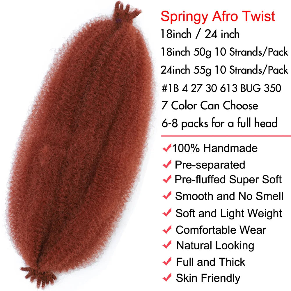 24 Zoll Kinky Afro Springy Braiding Crochet Hair 18 Zoll Marley Kinky Crochet Braids Hair Soft Afro Kinky Twist Crochet Braid Hair