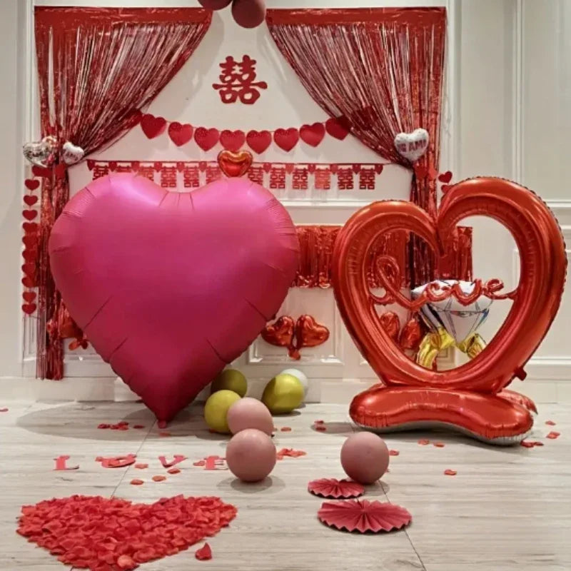 3/1PC 63 Zoll Extra Große Liebesballons Aluminiumfolie Rot Herzförmige Ballons Geburtstag Valentinstag Hochzeitsfeier Dekoration