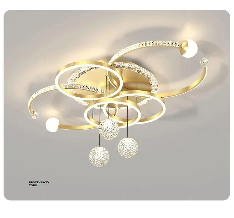 Moderne minimalistische LED-Deckenleuchte, personalisierte kreative Ring-Wohnzimmerleuchten, goldene Atmosphäre, Schlafzimmer-Arbeitszimmer-Kronleuchter