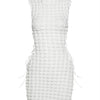 Kliou Stunning Stacked Mini Dress Women Sexy Solid Mock Neck Sleeveless Draw String Bodycon Party Clubwear Elegant Female Skirt
