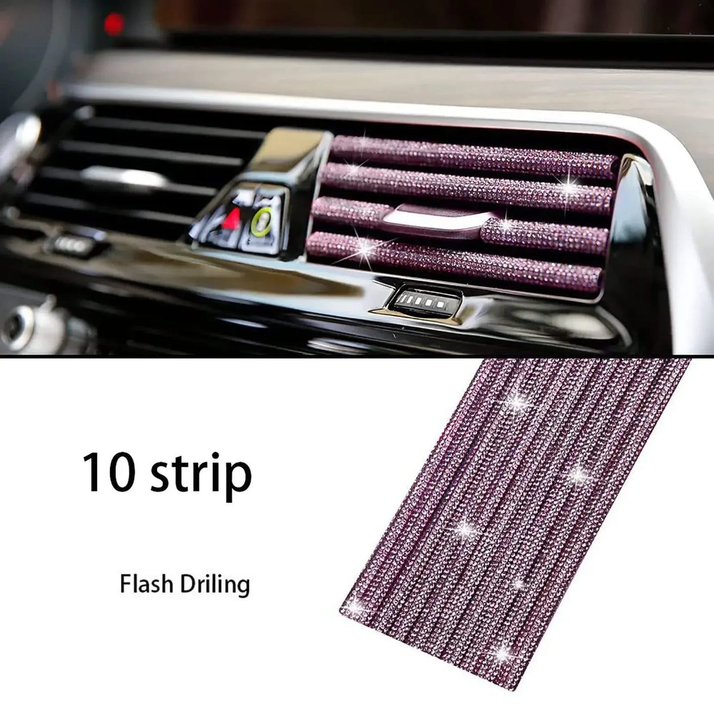10 Stücke Diamant Auto Klimaanlage Outlet Streifen Bohrer U Form Strass Clip Dekoration Glänzende Kristall Trim Streifen Auto Zubehör