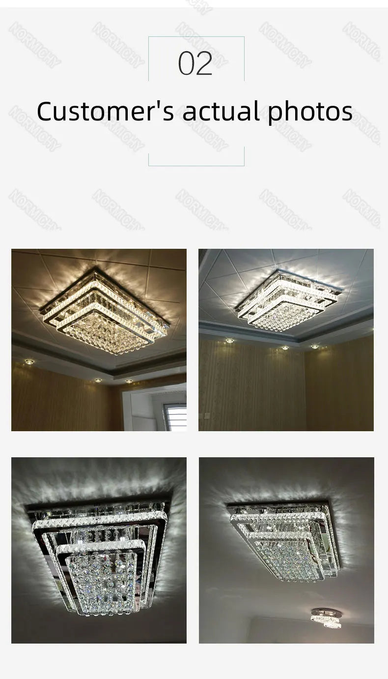 Modern Luxury Crystal LED Chandelier For Living Room Bedroom Dining Room Kitchen Ceiling Lamp Silver Chrome Remote Control Light