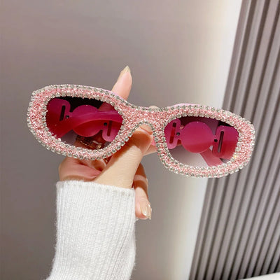 Fashion Quadratische Sonnenbrille für Damen Rechteckige Marken-Sonnenbrille Bling Diamant Brille Uv400 Glitzernde Accessoires